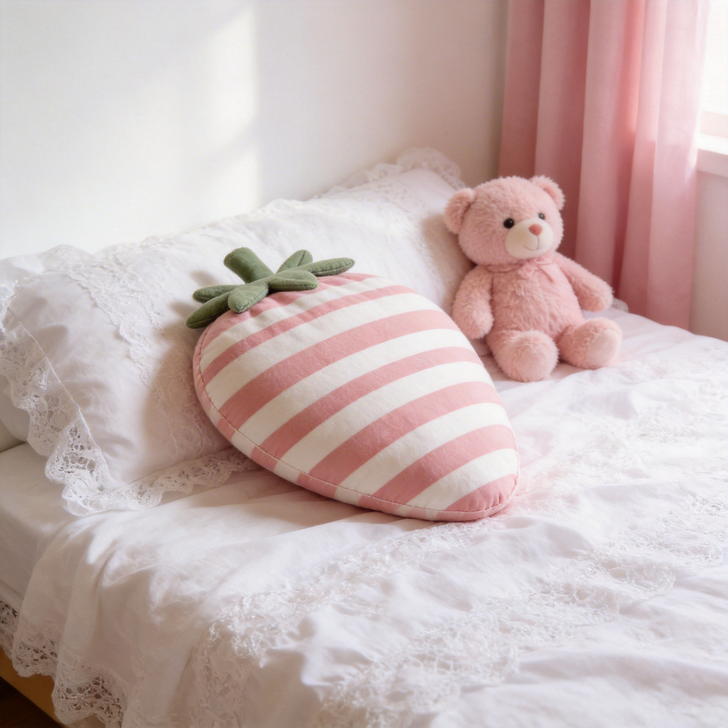 Playful & Whimsical | Soft Plush Fabric | Fun Kids' Room Decor | Perfect Gift for Little Dreamers | Strawberry Shape Design