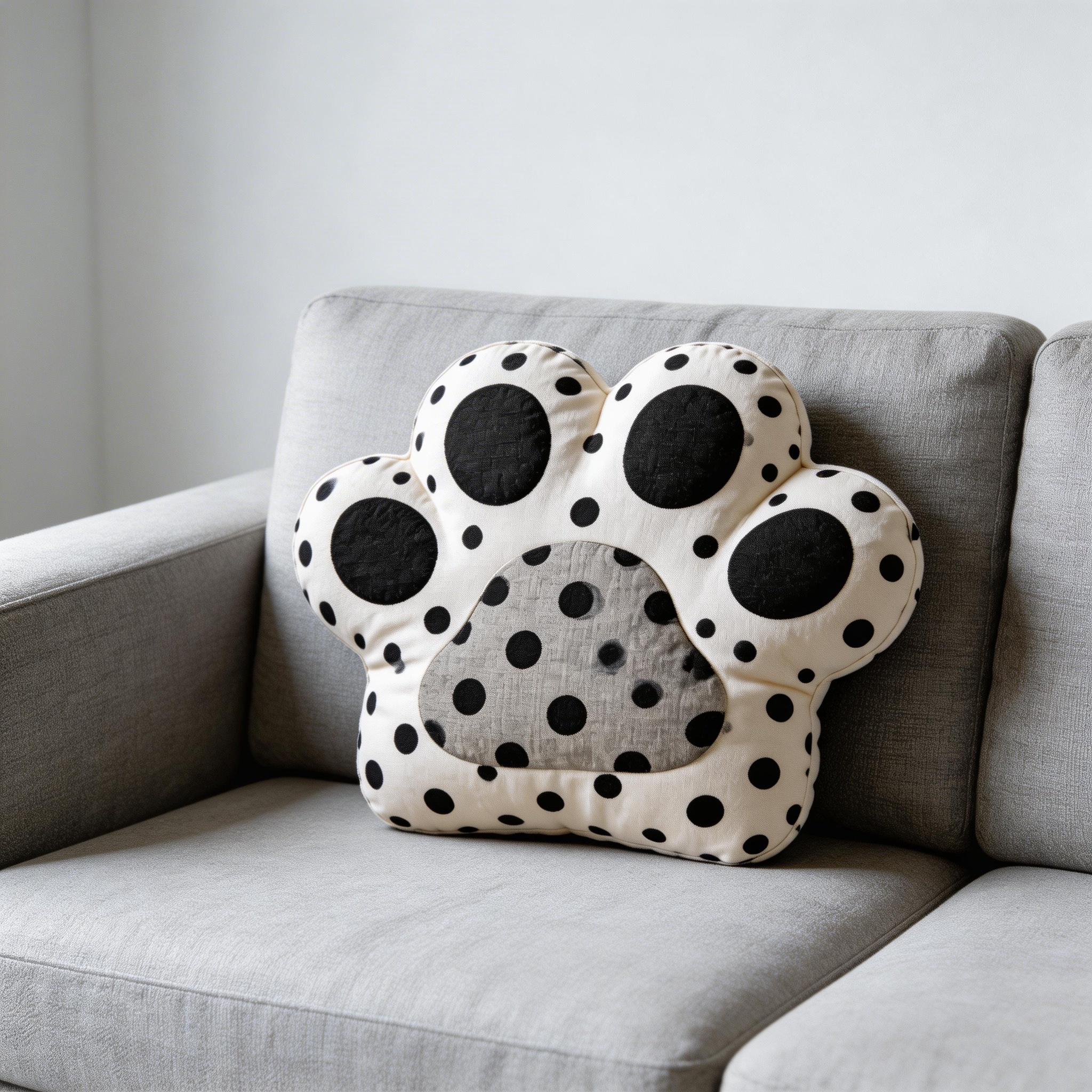 Adorable Paw Print Pillow | Soft Cotton | Cute Home Decor | Perfect Gift for Pet Lovers | Fun Polka Dot Design