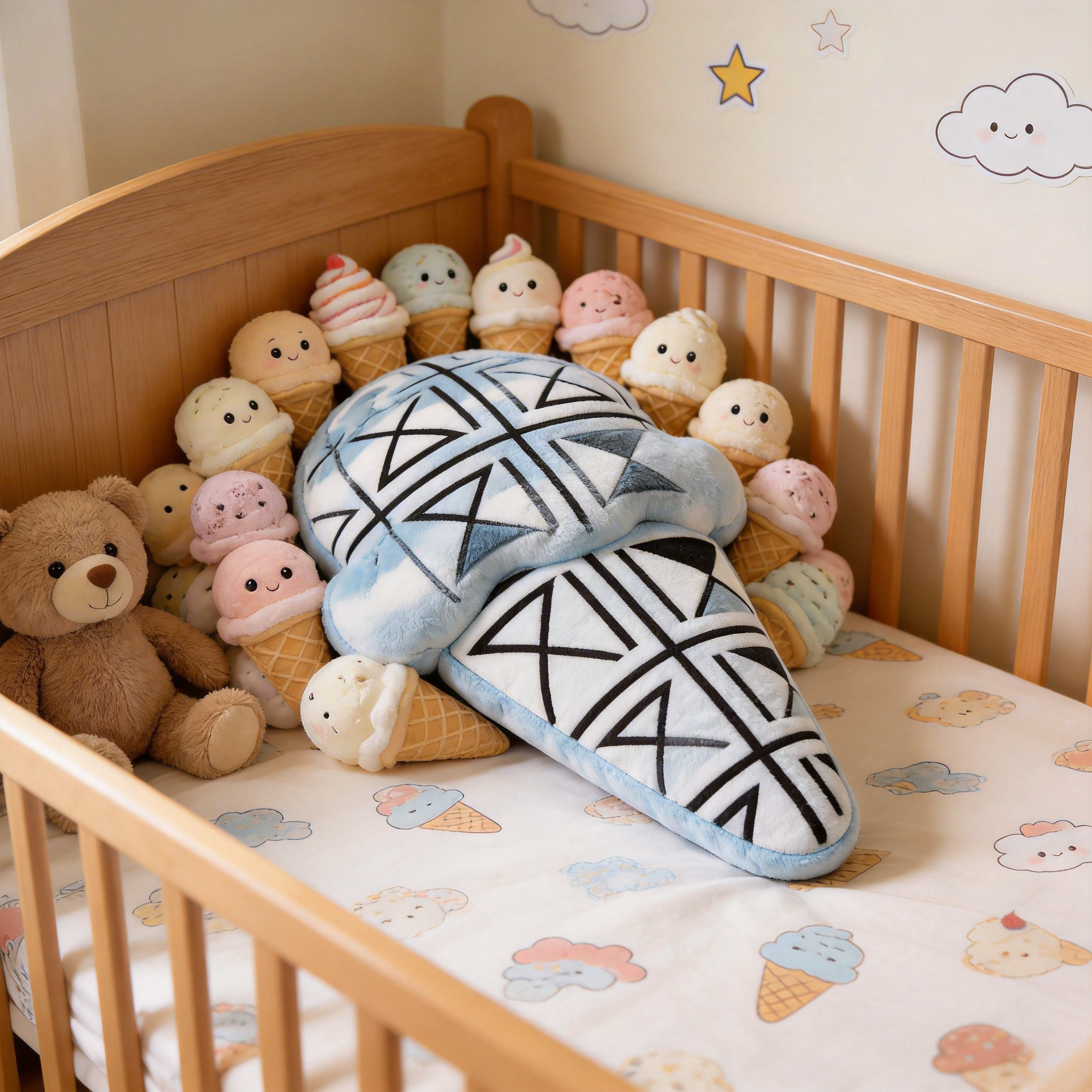 Fun & Playful | Soft Plush Fabric | Whimsical Kids' Bedroom Décor | Perfect Gift for Young Dreamers | Ice Cream Cone Design