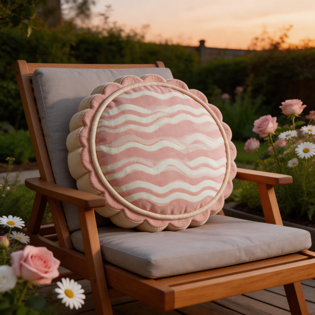 Adorable Round Pillow | Soft Velvet | Cute Home Decor | Perfect Gift for Cozy Spaces | Sweet Pink & White Stripes