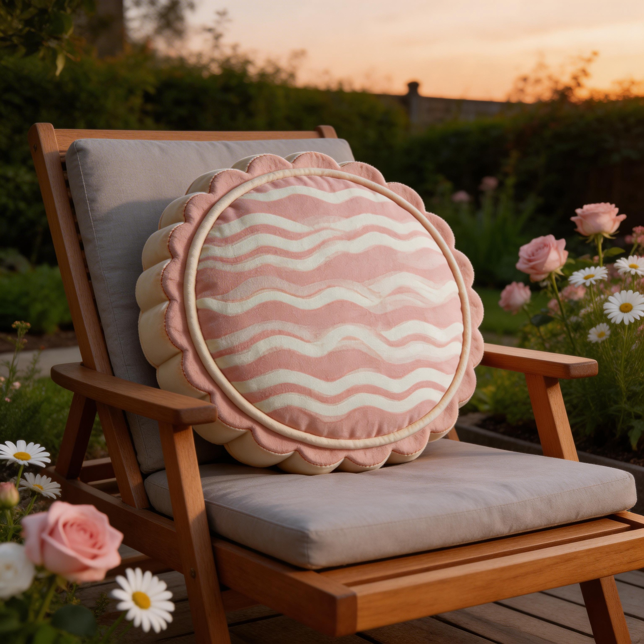 Adorable Round Pillow | Soft Velvet | Cute Home Decor | Perfect Gift for Cozy Spaces | Sweet Pink & White Stripes