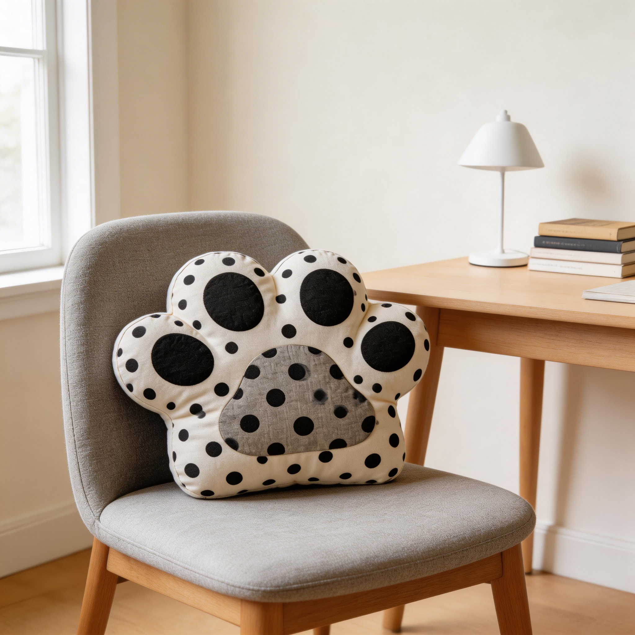 Adorable Paw Print Pillow | Soft Cotton | Cute Home Decor | Perfect Gift for Pet Lovers | Fun Polka Dot Design