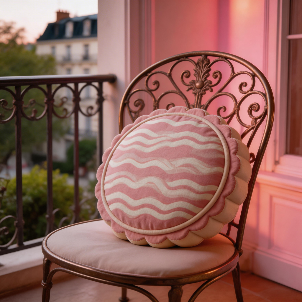 Adorable Round Pillow | Soft Velvet | Cute Home Decor | Perfect Gift for Cozy Spaces | Sweet Pink & White Stripes