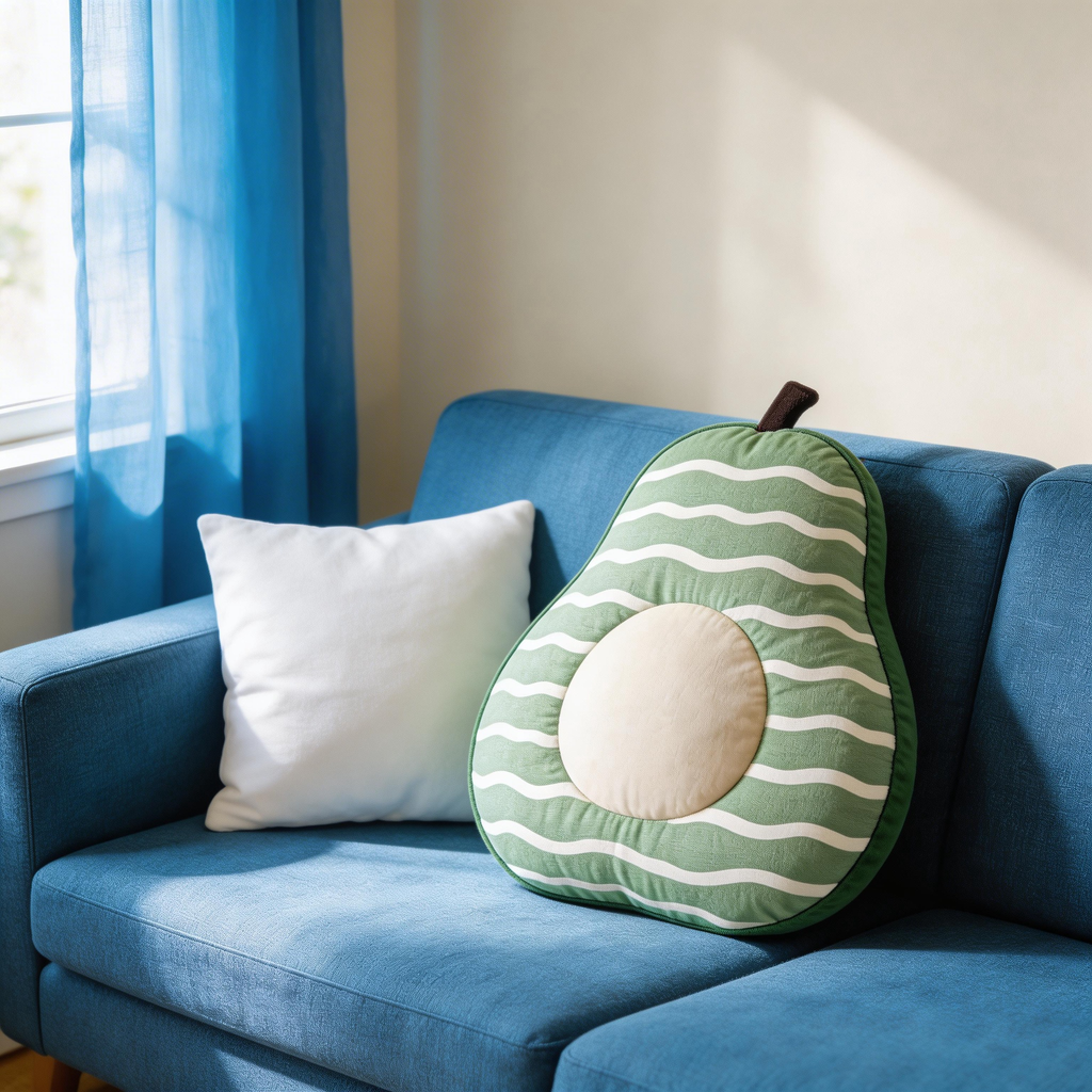 Adorable Avocado Pillow | Soft Cotton | Fun Home Decor | Perfect Gift for Food Lovers | Playful Green Design